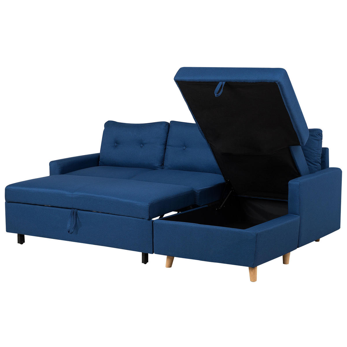 ECKSOFA Polsterbezug Marineblau rechtsseitig Flakk - Hellblau, Textil (232/147cm) - Beliani