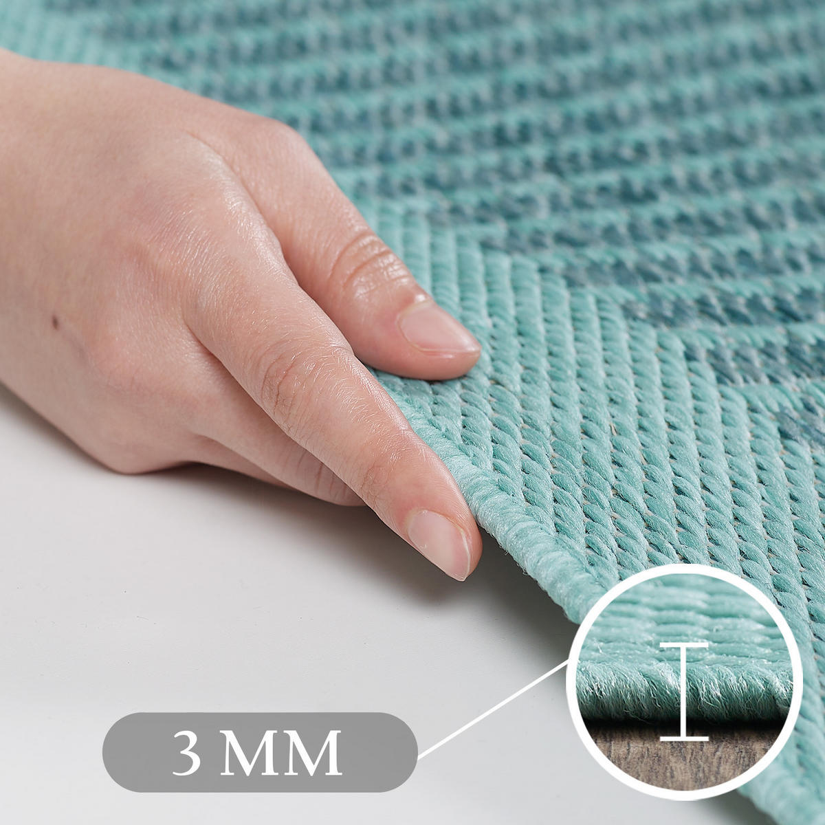 TEPPICH Outdoor Flachgewebe Uni-Farbe Polypropylen Balkon Blau Rechteckig 160x230 - Blau, Textil (160/230cm) - KADIMA DESIGN