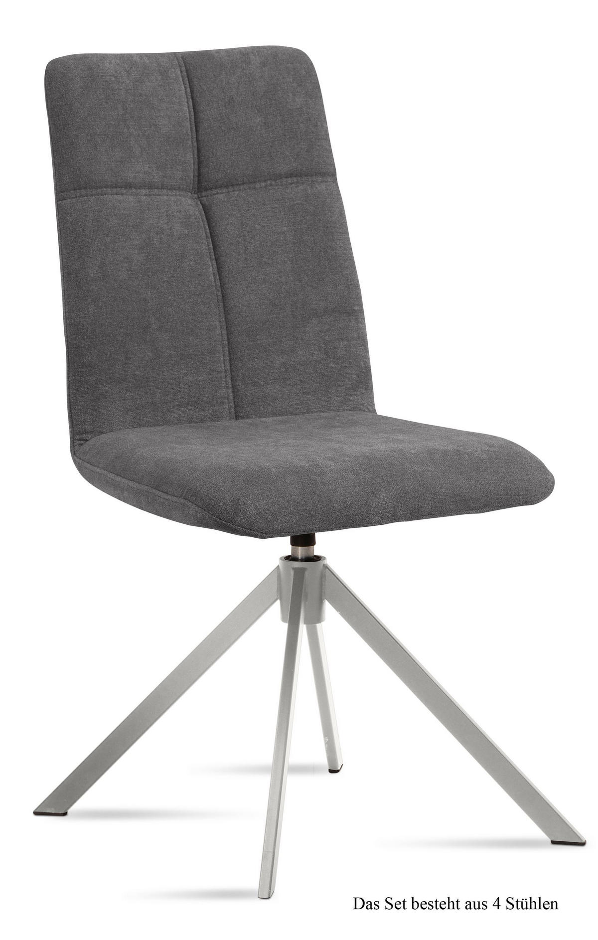 ESSZIMMERSTUHL drehbar (4er-Set) Dreddy 47x92x60 Edelstahl/Grau - Edelstahlfarben/Grau, Kunststoff (60/92/47cm) - 58aufmkessel