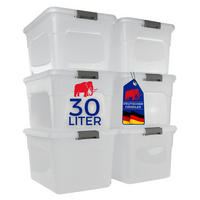 AUFBEWAHRUNGSBOX mit Deckel 30L im 6er Set Klein transparent stapelbar - Transparent, Kunststoff (46/26/33cm) - PROREGAL