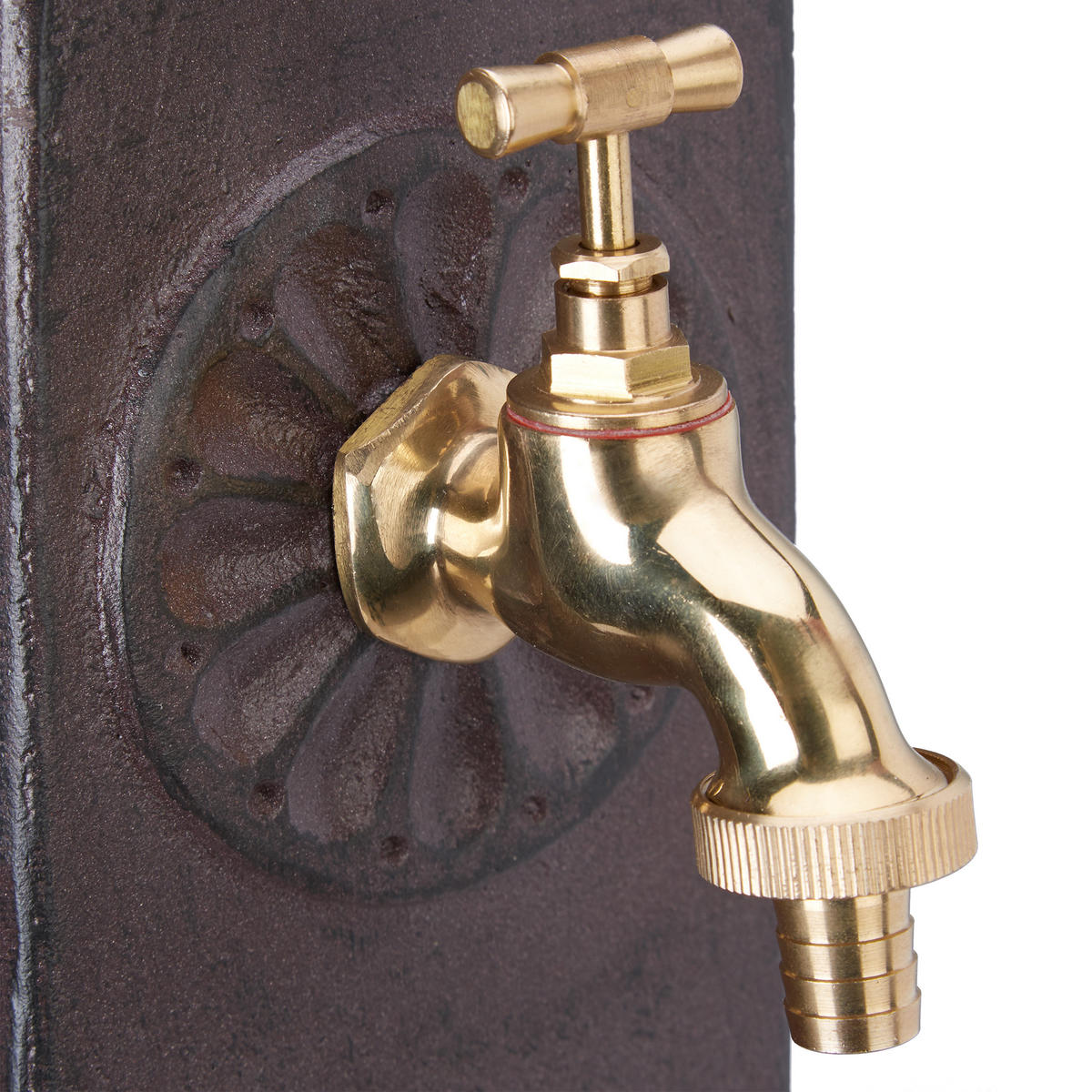 WASSERZAPFSÄULE - Braun, Metall (22.5/22.5/91cm) - Relaxdays