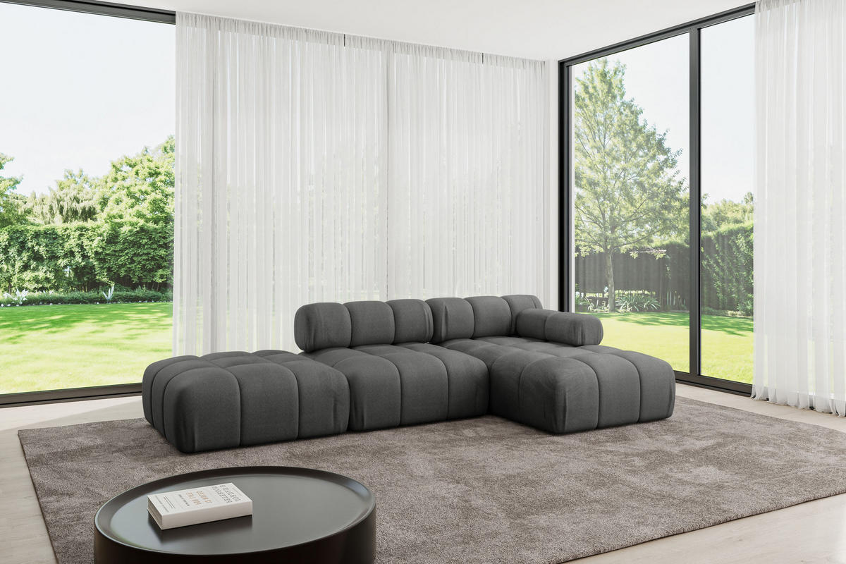 ECKSOFA modulares Sofa Lizur-L1 - 285x160x70 cm Dunkelgrau Velours - Dunkelgrau, Holzwerkstoff/Textil (285/160cm) - ALTDECOR