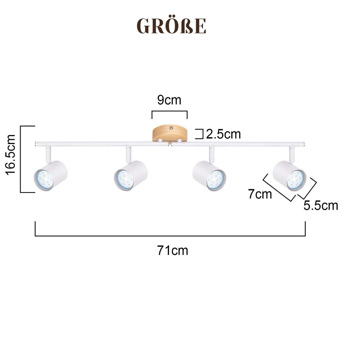 STRAHLER Hersfeld 4-flammig 71/6.5/16.5 cm - Weiß, Metall (71/6.5/16.5cm) - Nettlife