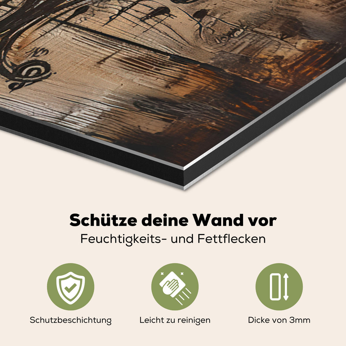 SPRITZSCHUTZ KÜCHE Cafe - Holz - Kaffee - Regale 60x40 cm - Schwarz, Metall (60/0.3/40cm) - MuchoWow