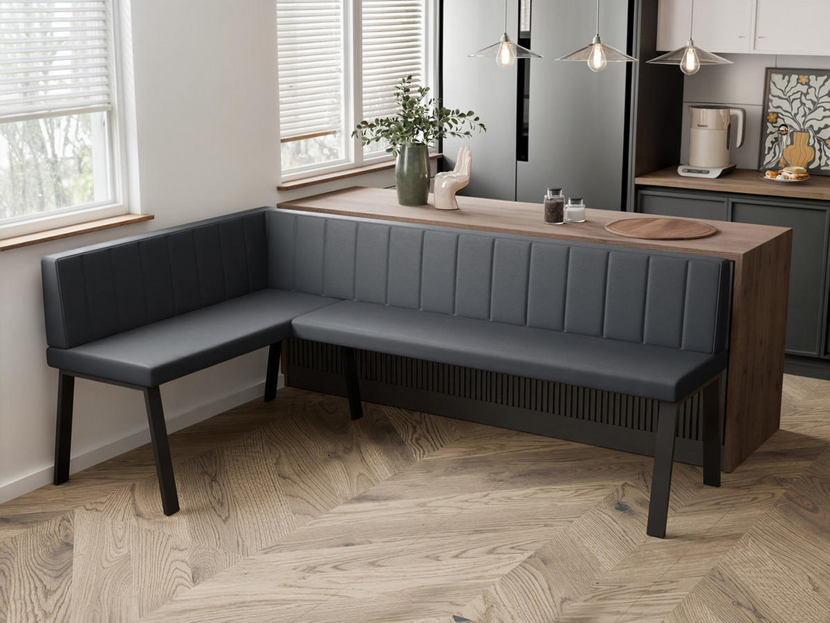 ECKBANK links MONO Y Kunstleder gesteppt, 128/168 cm Grau - Grau, Kunststoff/Textil (128/168cm) - Idohome