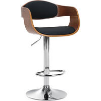 BARHOCKER Kingston 88-102 cm walnuss/schwarz - Schwarz, Leder (50/88/48cm) - furnicato
