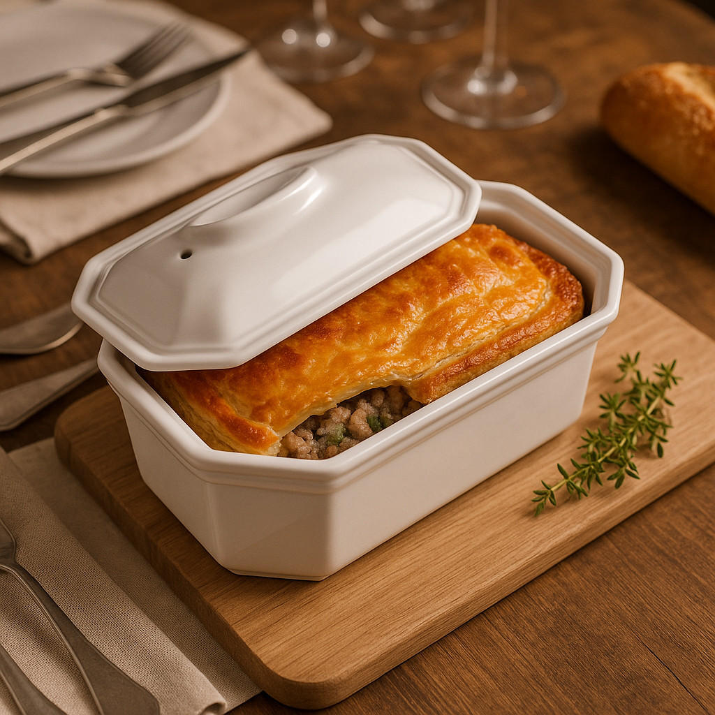 PASTETENFORM, ACHTECKIG MIT DECKEL Weiss 60 cl - Weiß, Keramik (17/12/10cm) - Revol Porcelaine France
