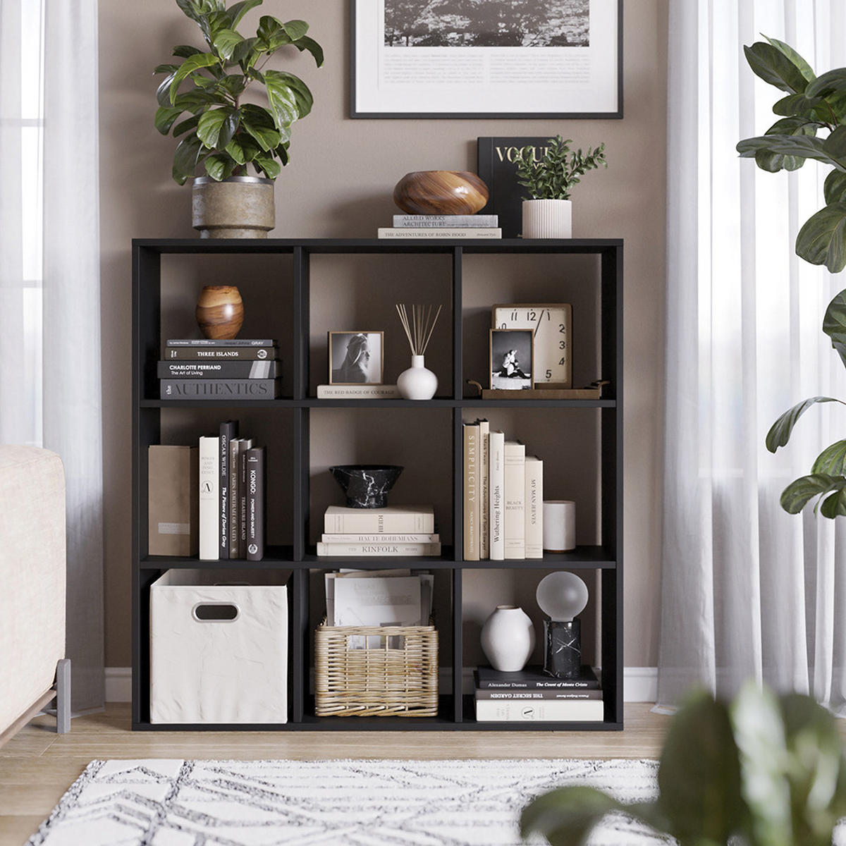 RAUMTEILER Nove Schwarz 104 x 108 cm - Schwarz, Holzwerkstoff (104/108/29cm) - Vicco