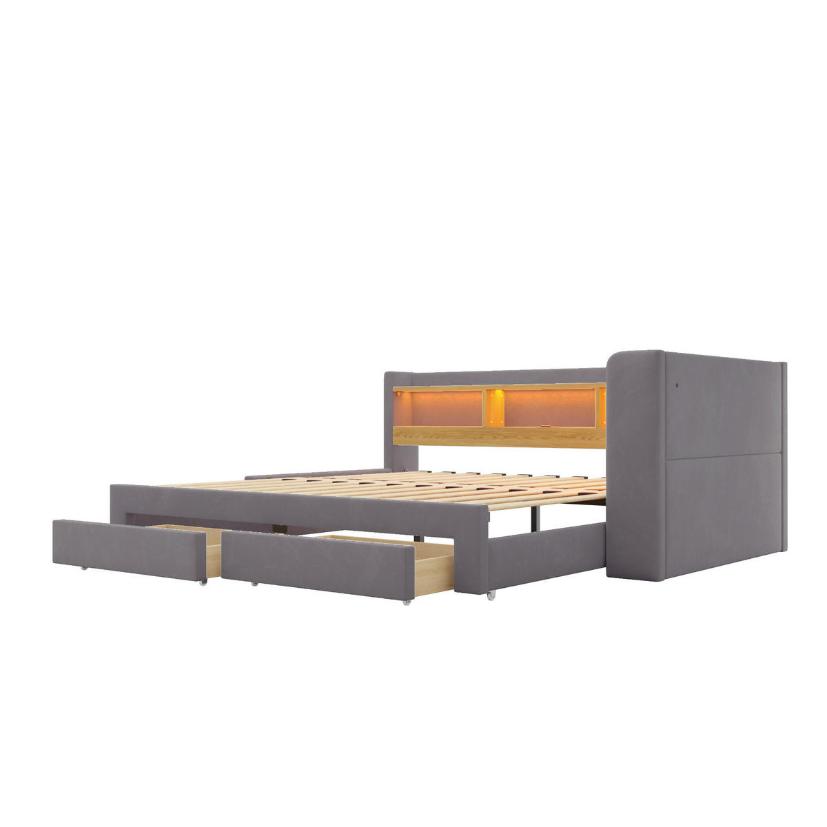 AUSZIEHBETT 90/180/200 cm, DE-41720, in Dunkelgrau - Dunkelgrau, Metall (90/200cm) - ComfortXL