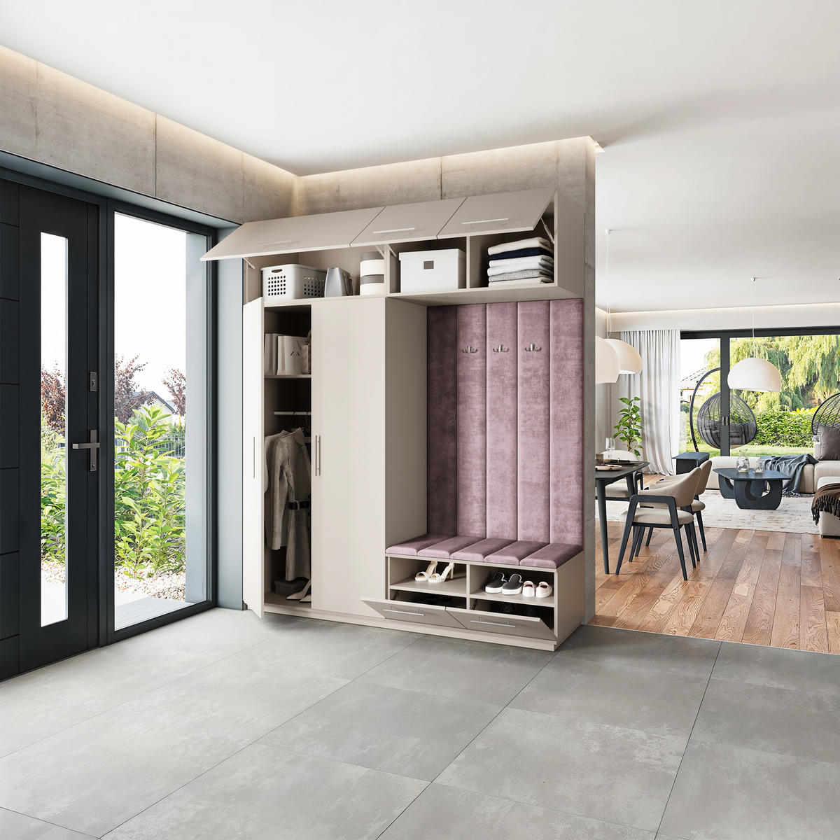 GARDEROBENSCHRANK REMA 200/240/60 cm Modern Garderobe-Set Kaschmir - Kaschmir/Lila, Holzwerkstoff (200/240/60cm) - MASSENO