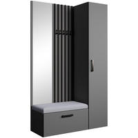 GARDEROBE Margaret II 121/203/43 mit Lamellen und Hochschrank - Schwarz/Graphitfarben, Holzwerkstoff/Kunststoff (121/203/43cm) - Beautysofa
