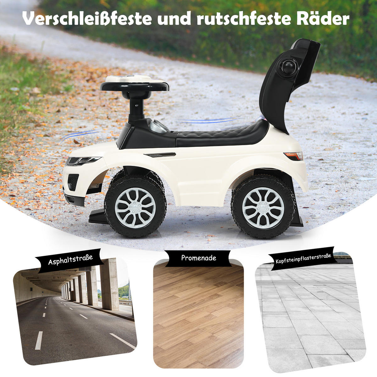 SCHIEBEWAGEN Weiß - Weiß, Kunststoff (43/84/89cm) - COSTWAY