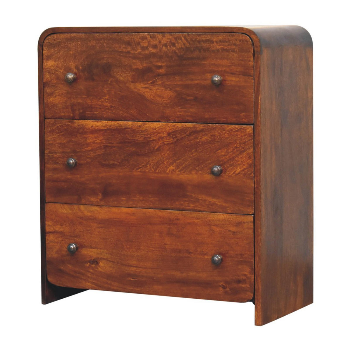KOMMODE Aspen Schlank, 3 Schubladen, Dunkelbraun - Messingfarben/Braun, Holz/Metall (70/80/35cm) - Artisan Furniture