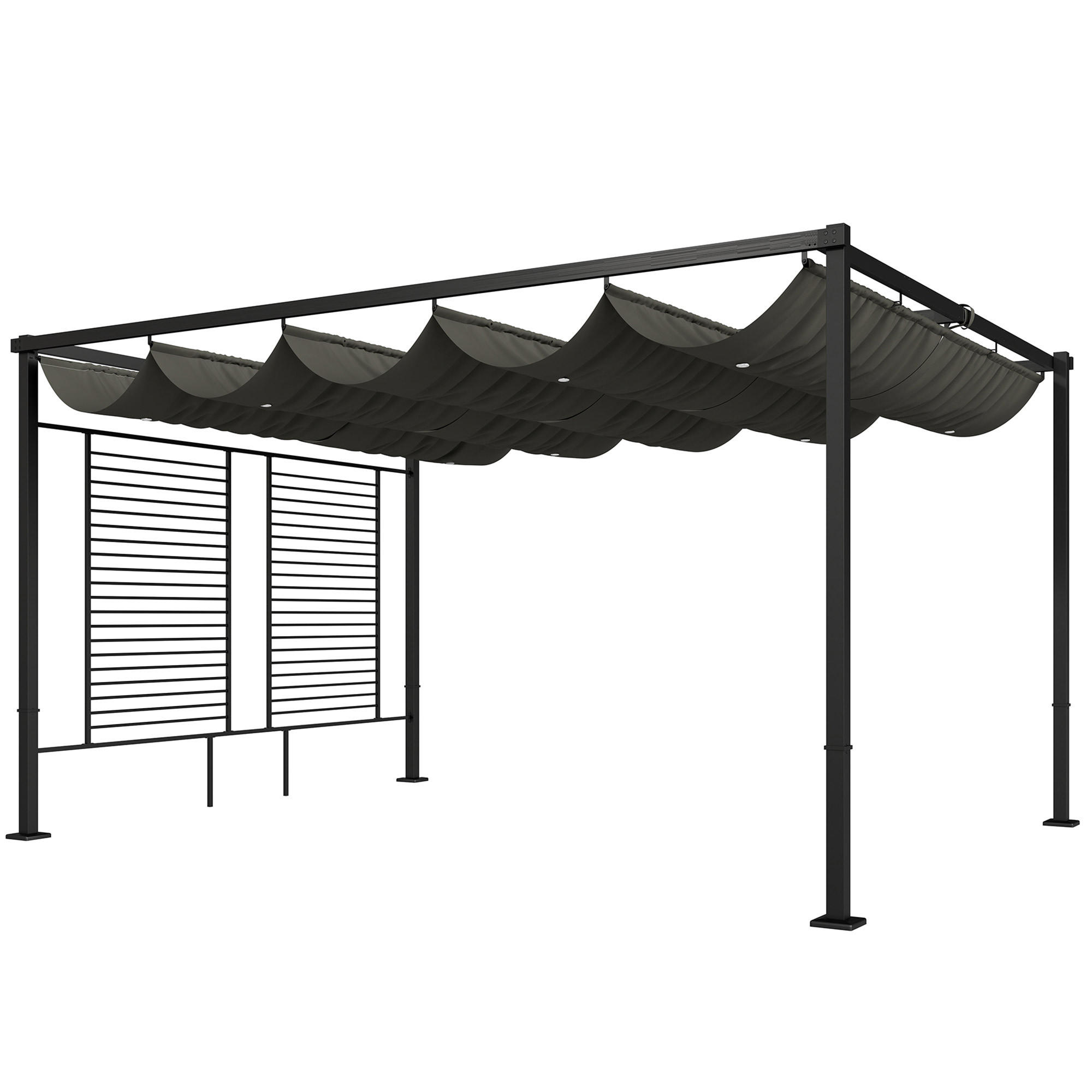PERGOLA Stahl Polyester Dunkelgrau - Dunkelgrau/Schwarz, Textil/Metall (297/220/387cm) - Outsunny