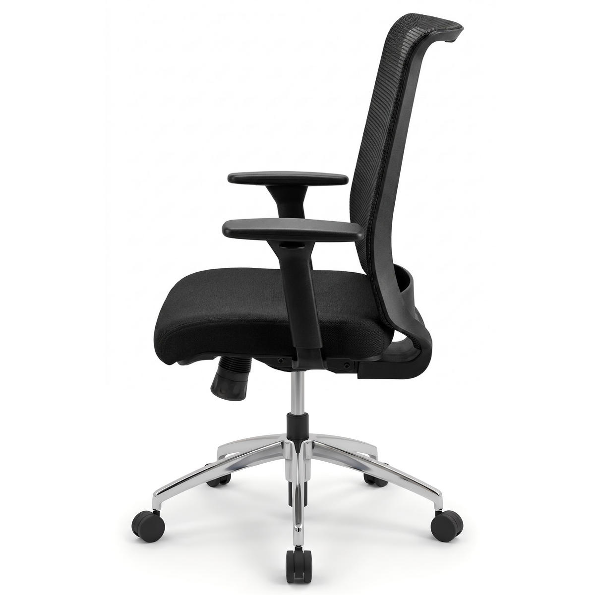 BÜROSTUHL Tanda Stoff/Mesh Schwarz - ergonomisch, 150 kg belastbar, Sitzhöhe 43-55cm - Schwarz, Kunststoff/Textil (65/96/68cm) - Versee