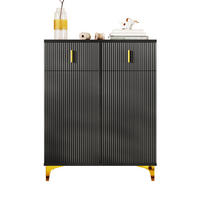 SIDEBOARD Schwarz, Strukturfront, Golddekor, Schubladen - Schwarz, Holz (83/101/35cm)