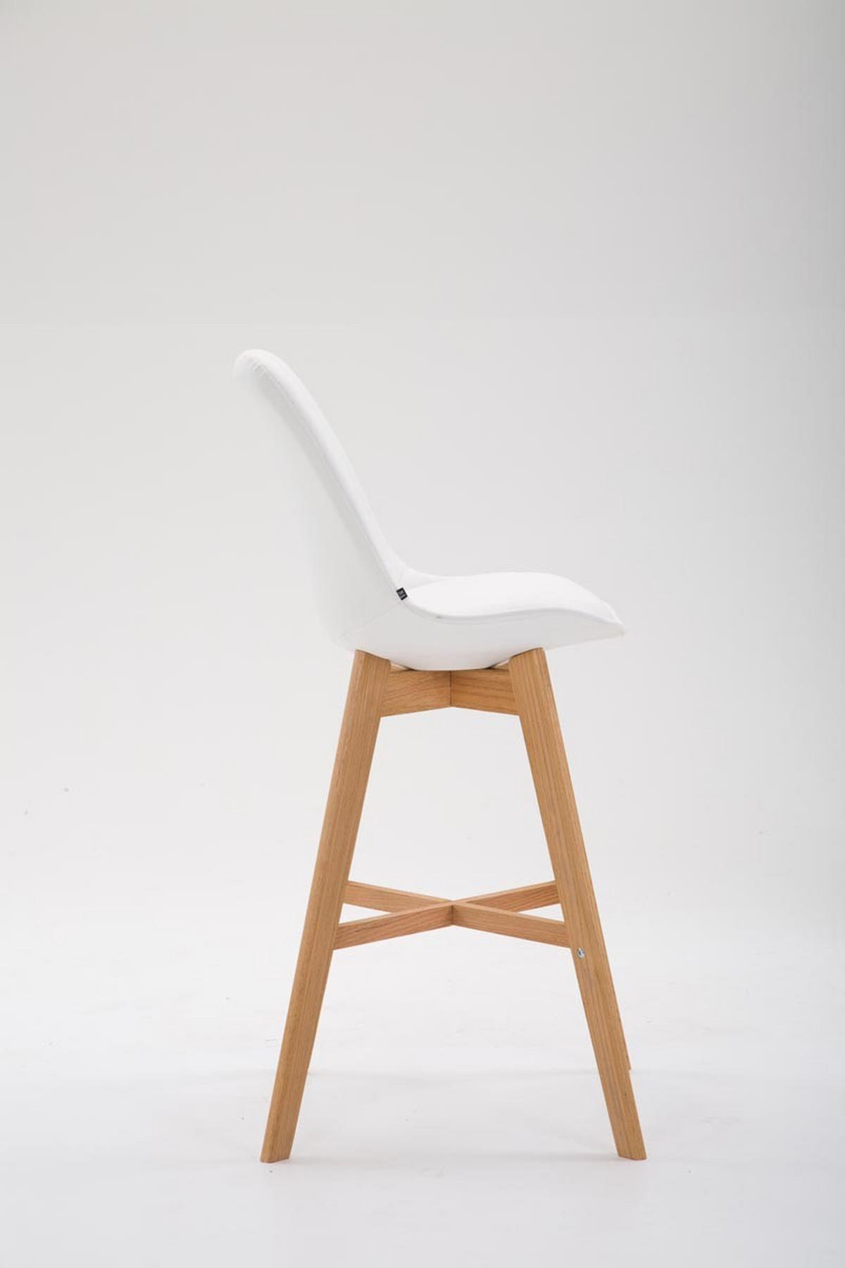 BARHOCKER Cannes Massivholz 112x48x56 cm Weiß - Weiß, Leder (48/112/56cm) - furnicato