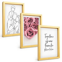 BILDER SET 3er Set - 20x30 cm Goldrahmen - Rosensträuße als Familienzeichnung - Goldfarben, Kunststoff (20/30cm) - TULUP