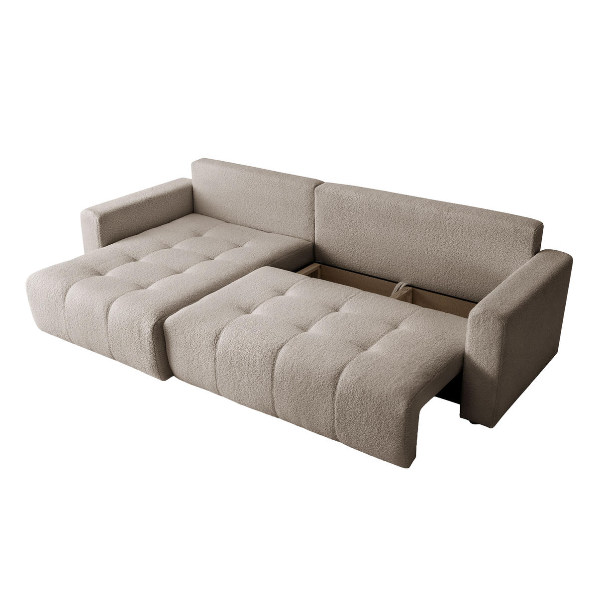 ECKSOFA WALONGO mit Schlaffunktion, Beige - Beige, Textil (261/143cm) - Fedve