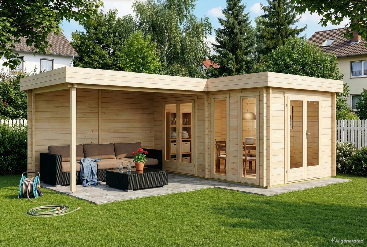 GARTENHAUS Holz Quinta - Naturfarben, Holz (720/228/530cm) - Alpholz