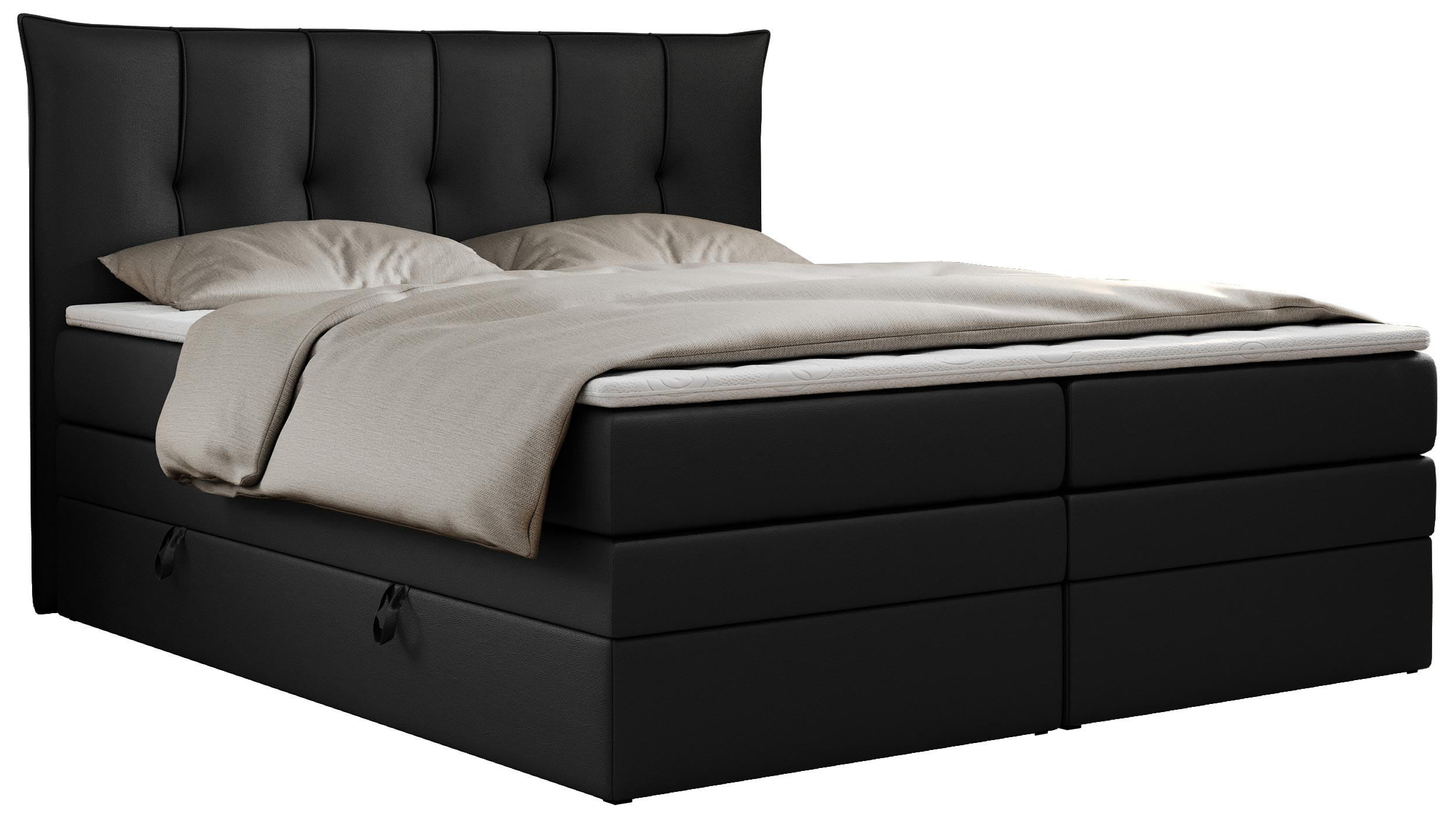 BOXSPRINGBETT PREMIUM 10 KING 200/200 Schwarz Kunstleder - H4 - Schwarz, Holz/Textil (200/200cm) - MKS