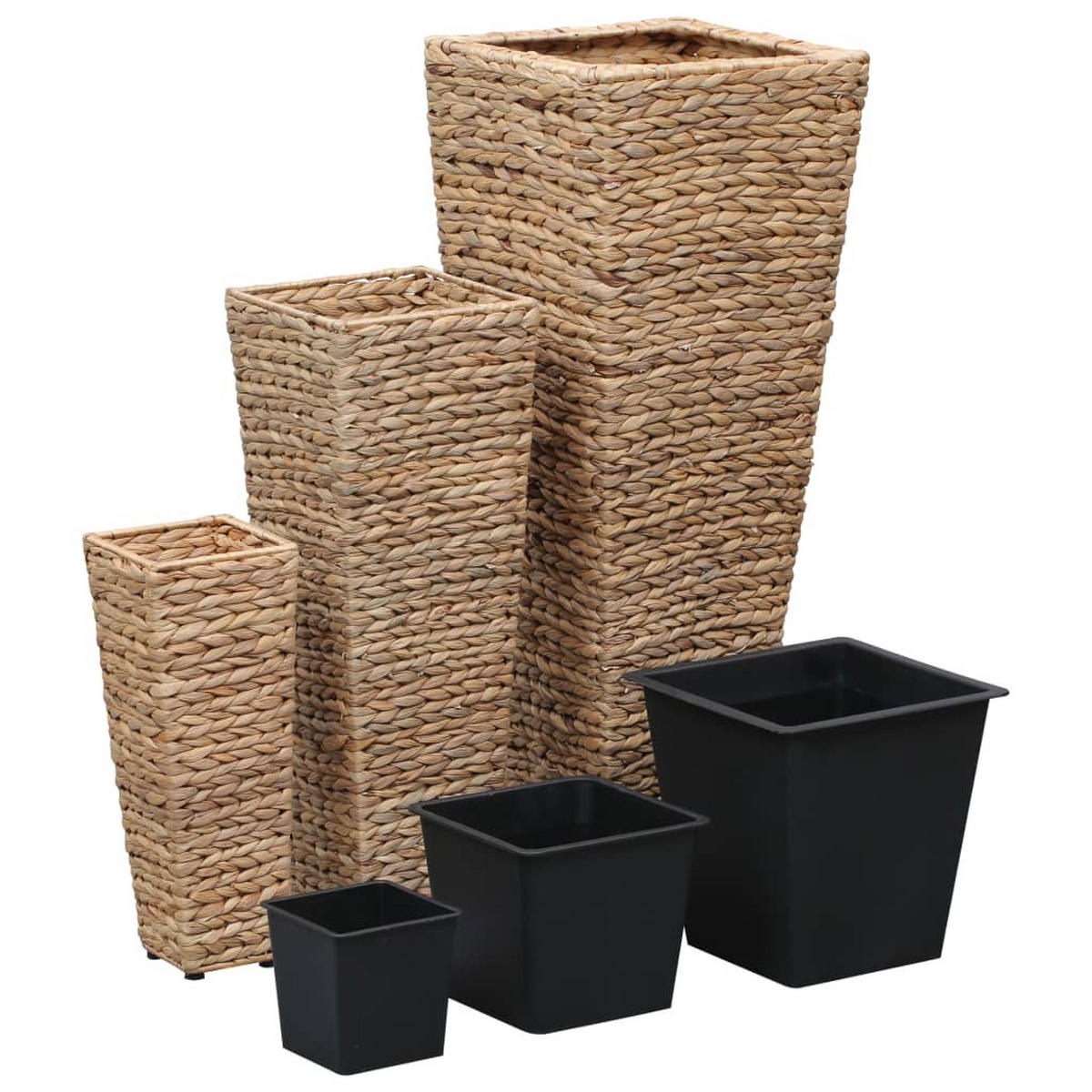 BLUMENKÜBEL 3er Set Wasserhyazinthe Braun - Braun, Naturmaterialien (30/80/30cm) - vidaXL