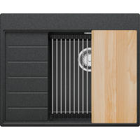 SPÜLBECKEN Sydney, 2-er set Anthrazit 62/50 cm 1 Becken + Ablauf-Set + Küchenzubehörset ab 45er Unterschrank - Chromfarben/Anthrazit, Kunststoff (62/20/50cm) - Primagran