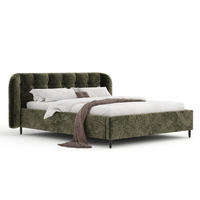 POLSTERBETT Nuno Olivgrün 140/200 cm im Chenille-Stoff - Schwarz/Naturfarben, Holz/Holzwerkstoff (140/200cm) - Maison de Reve