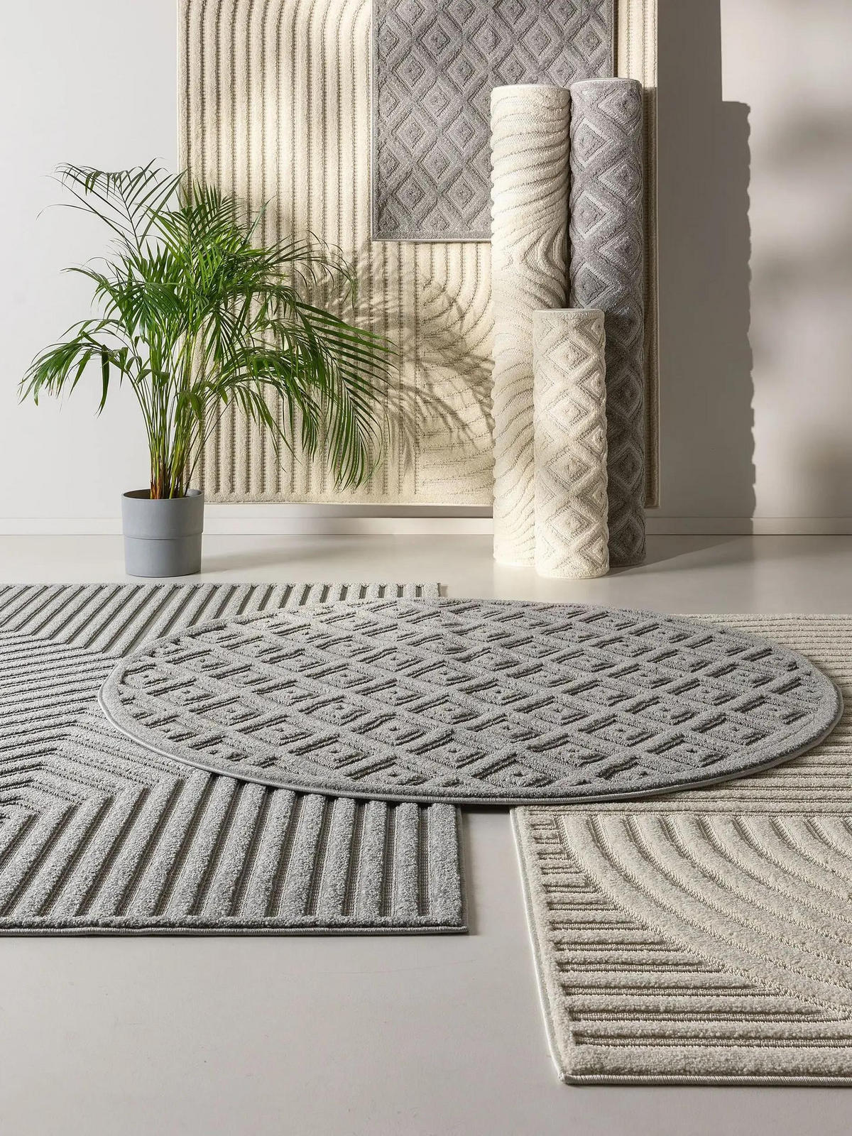 TEPPICH Leo Hellgrau 240x340 cm - Hellgrau, Kunststoff (240/340cm) - benuta