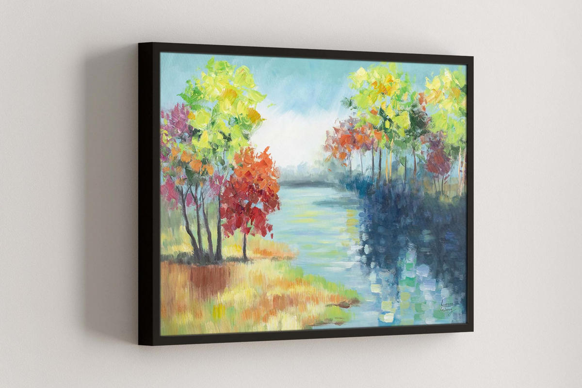 RUČNE MAĽOVANÝ AKRYLOVÝ OBRAZ 90/60 cm, viacfarebný, krajinný motív - viacfarebná, drevo/textil (90/60cm) - KUNSTLOFT