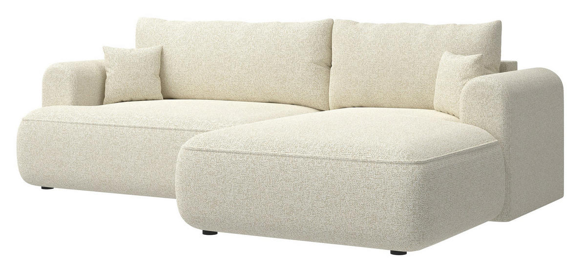 ECKSOFA Ovo Hellbeige Webstoff-Bezug - Ecru/Schwarz, Kunststoff/Textil (165/260cm) - Selsey