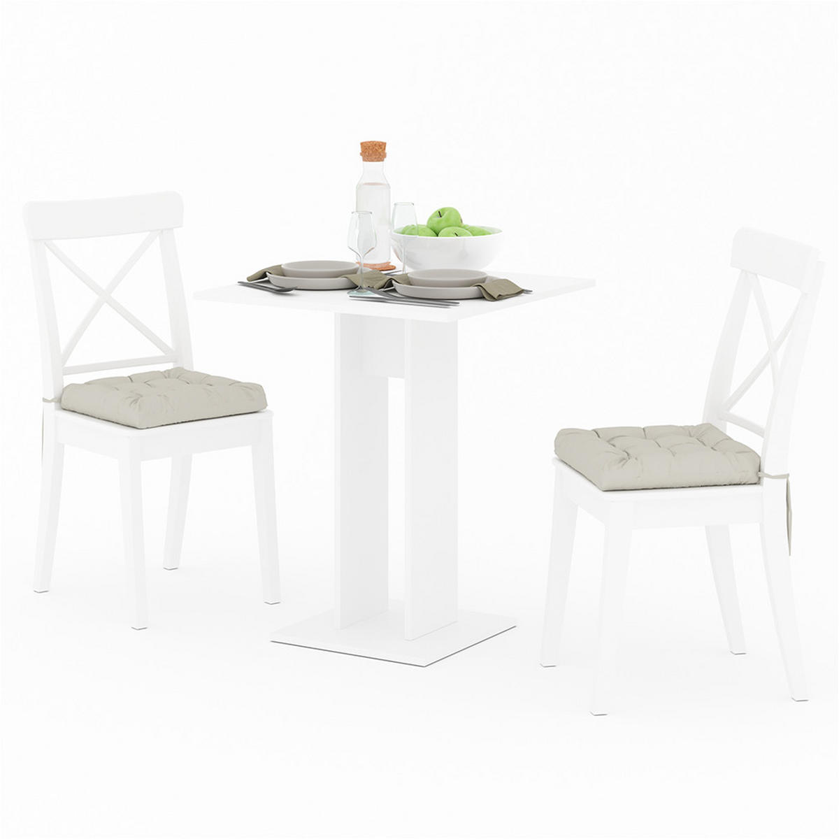ESSTISCH Repose Weiß 65 x 65 cm - Weiß, Holzwerkstoff (65/65/78cm) - Vicco