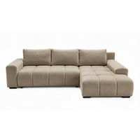 ECKSOFA Ovia mit Bettkasten und Schlaffunktion, Bouclé-Stoff in L-Form - Cappuccino, Textil (270/185cm)