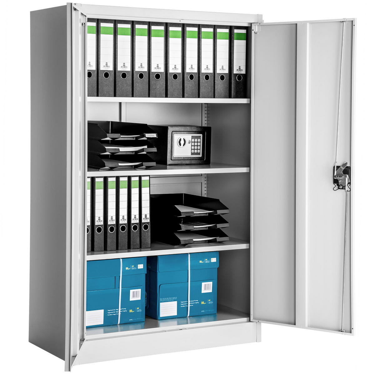 AKTENSCHRANK ,140 x 90 x 40 cm,grau - Grau, Metall (90/140/40cm) - tectake