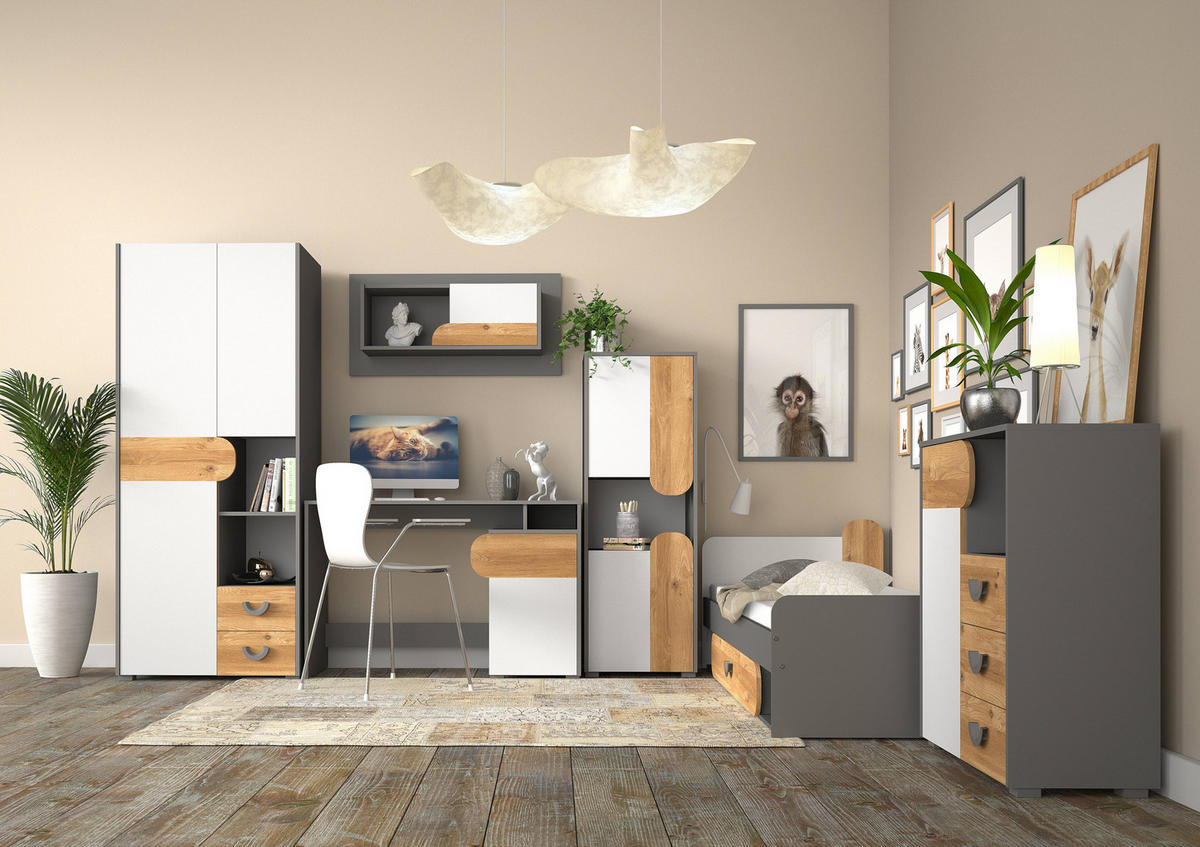 DREHTÜRENSCHRANK ARCADA 80/189,5/53cm 2-türig Eichefarben - Eichefarben/Weiß, Holzwerkstoff (80/189.5/53cm) - MASSENO