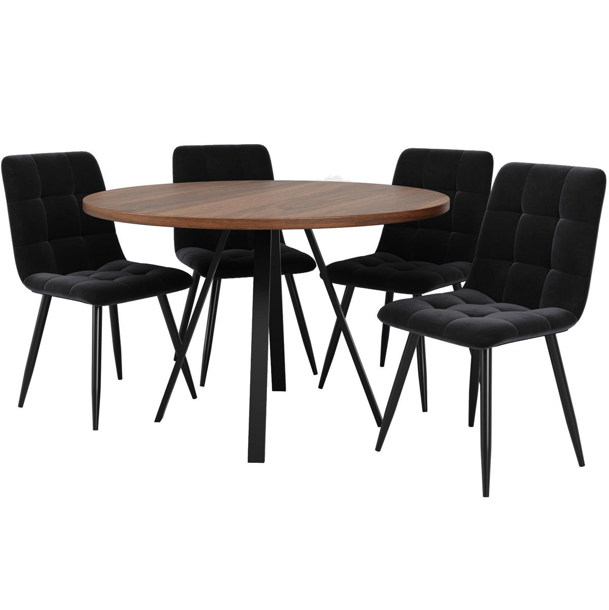 ESSTISCH 80/80/75 cm in Walnussfarben mit runder MDF-Tischplatte - Walnussfarben, Holzwerkstoff (80/80/75cm) - Flora Grace