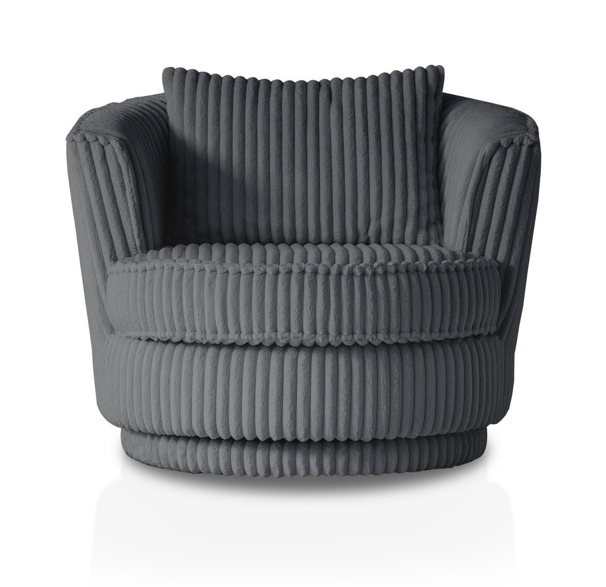 BIG-SESSEL Mega Cord grau Ø 95 cm 360° drehbar, inklusive Kissen - Grau, Holz/Kunststoff (95/77/95cm) - Furn.Design