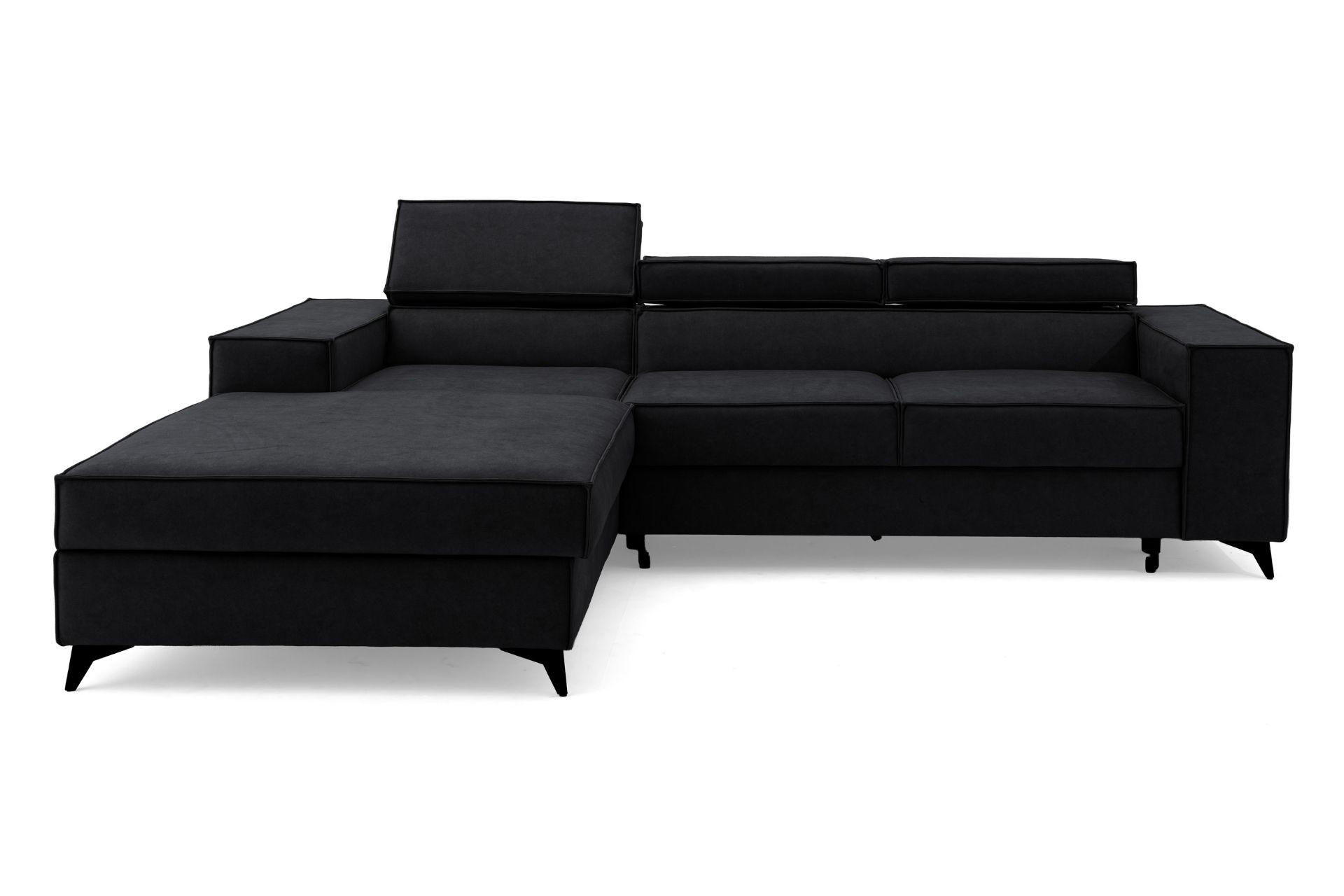 ECKSOFA PURE S Links mit Schlaffunktion 127x215 Velours Graphit - Graphitfarben/Schwarz, Holz/Textil (281/204cm) - Muffo