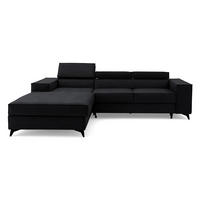 ECKSOFA PURE S Links mit Schlaffunktion 127x215 Velours Graphit - Graphitfarben/Schwarz, Holz/Textil (281/204cm) - Muffo