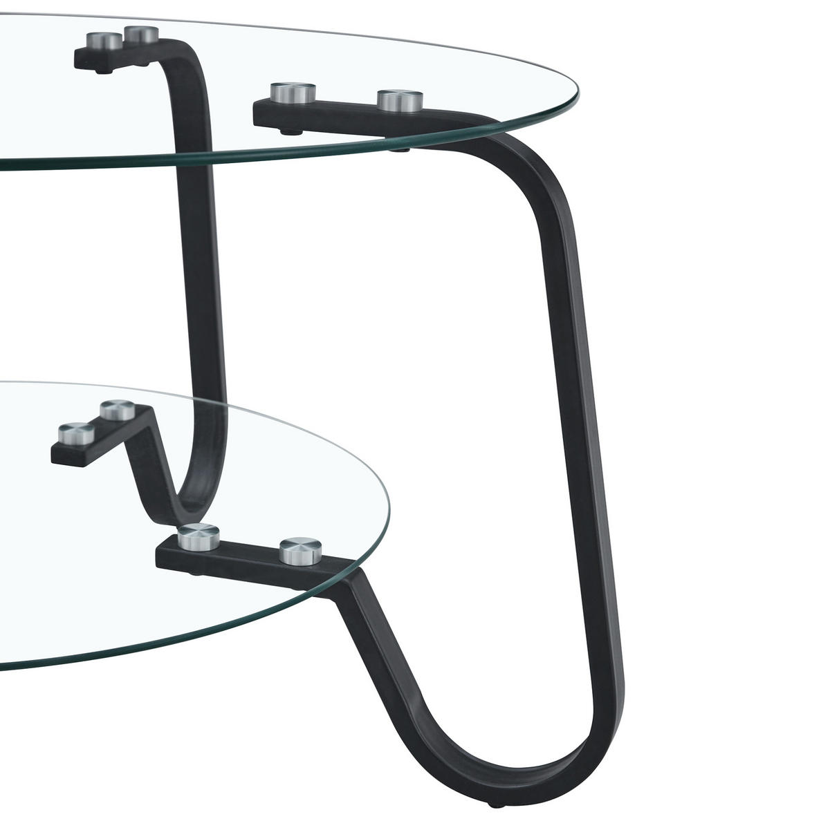 COUCHTISCH aus Metall in Transparent Ø80x45 cm mit 2 Ebenen - Transparent, Metall (80/80/45cm) - Modfu