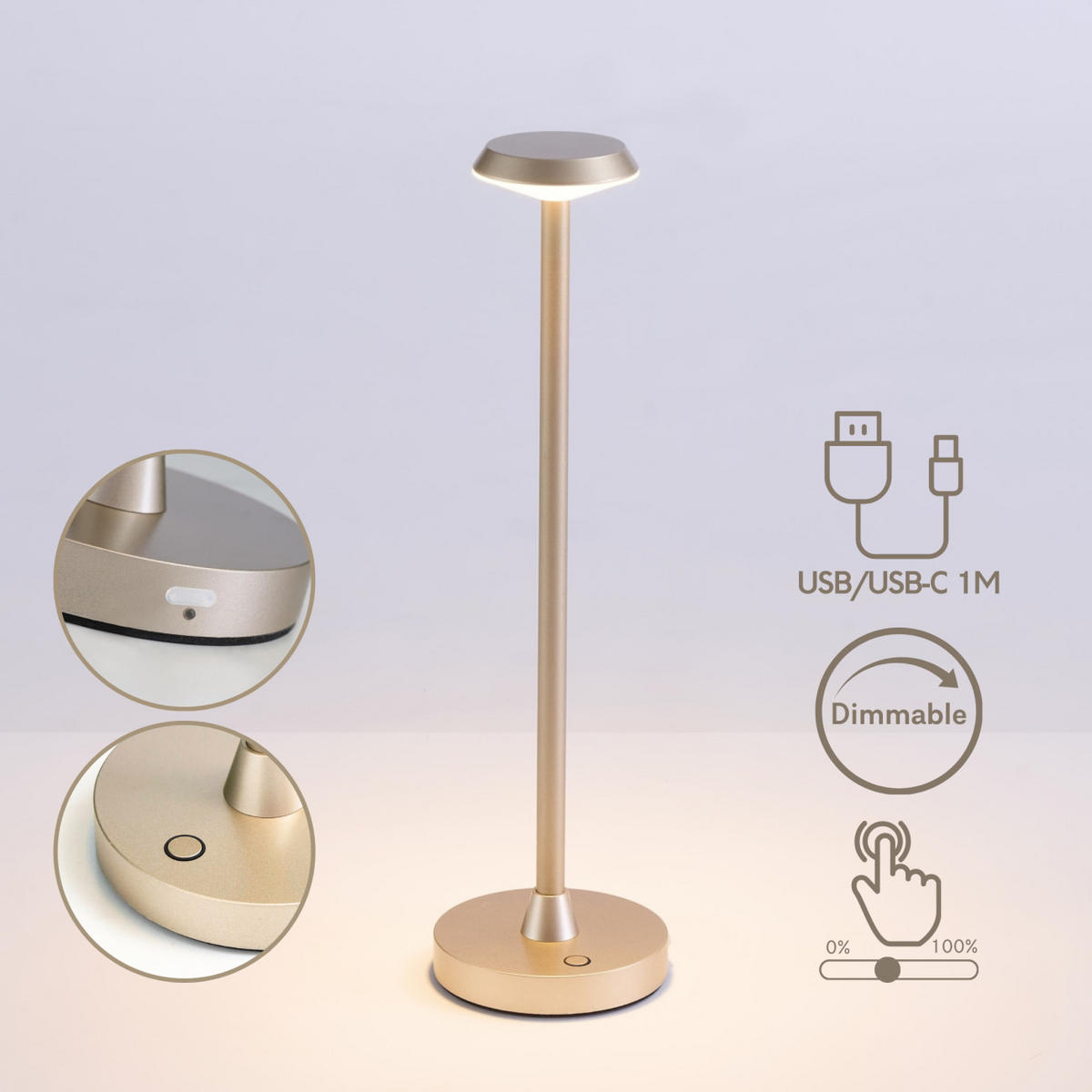 TISCHLEUCHTE Rico, Gold, 35cm - Goldfarben, Metall (35/10/35cm) - KOSILUM