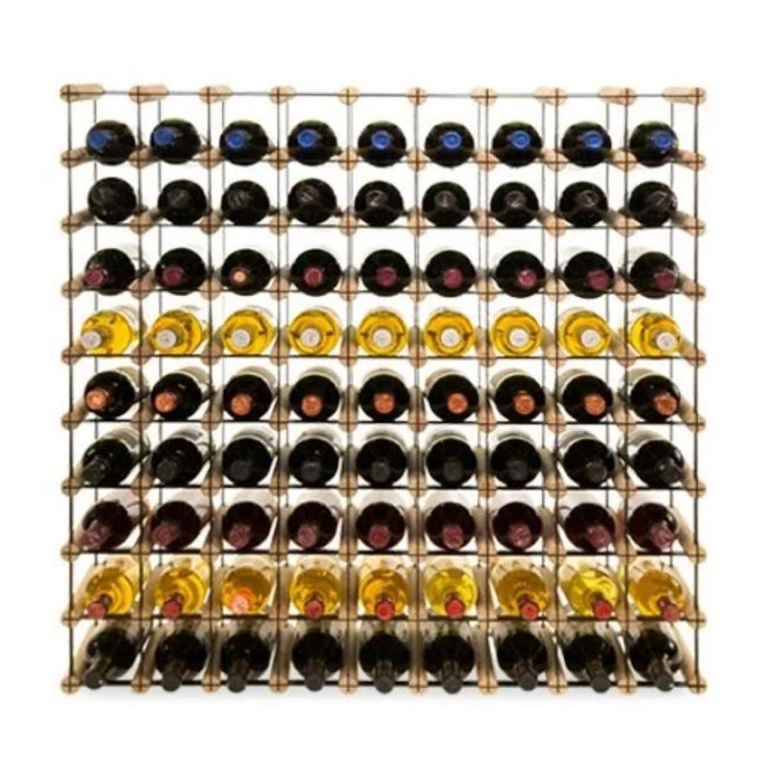 WEINREGAL Vinotega Mod Metal 92,5x92,5x24,5 cm 9x9 Flaschen Massives Kiefernholz Natur - Naturfarben, Holz (92.5/92.5/24.5cm) - PROREGAL