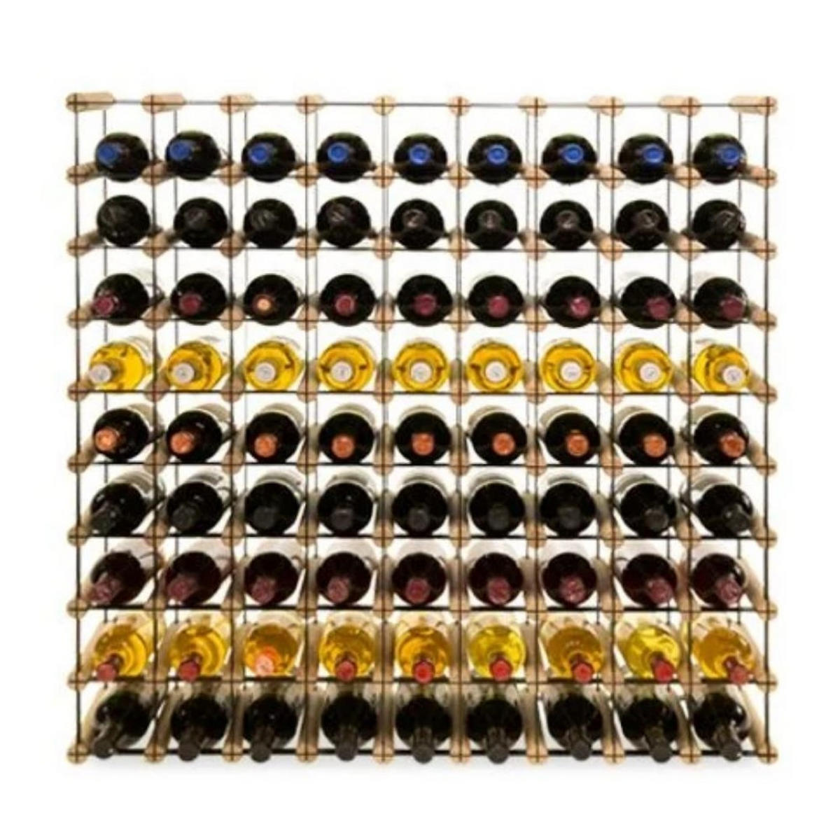 WEINREGAL Vinotega Mod Metal 92,5x92,5x24,5 cm 9x9 Flaschen Massives Kiefernholz Natur - Naturfarben, Holz (92.5/92.5/24.5cm) - PROREGAL