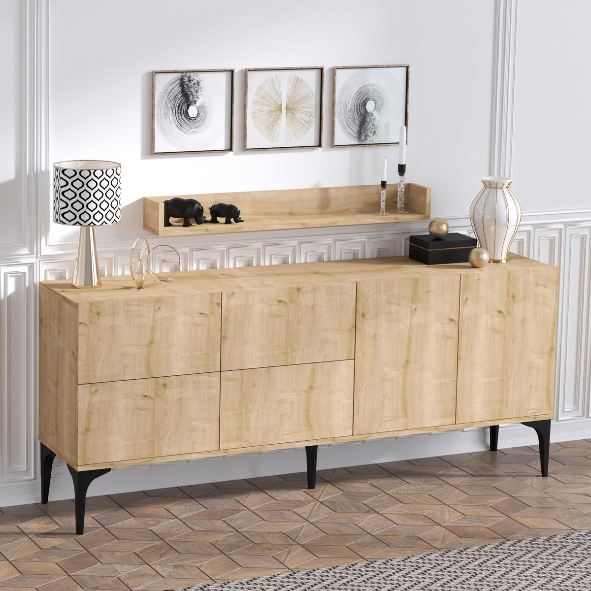 BUFFETSCHRANK stella beige - Eichefarben, Holzwerkstoff (180/55/40cm) - Habitat Garten