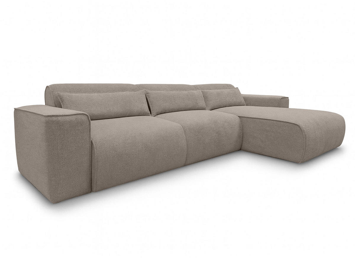 ECKSOFA L Form Ruyam Hellbraun 310/165/78 cm – Schlaffunktion Rechts - Hellbraun/Schwarz, Kunststoff/Textil (310/170cm) - AX Living