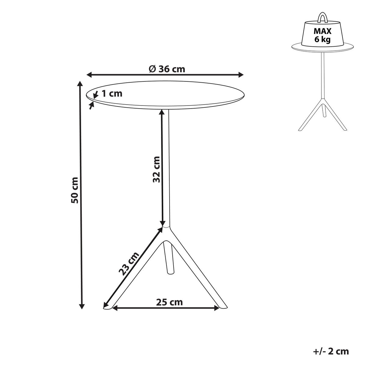 BEISTELLTISCH Aluminium gold/schwarz rund 36 cm Eravur - Goldfarben/Schwarz, Metall (36/36/50cm) - Beliani