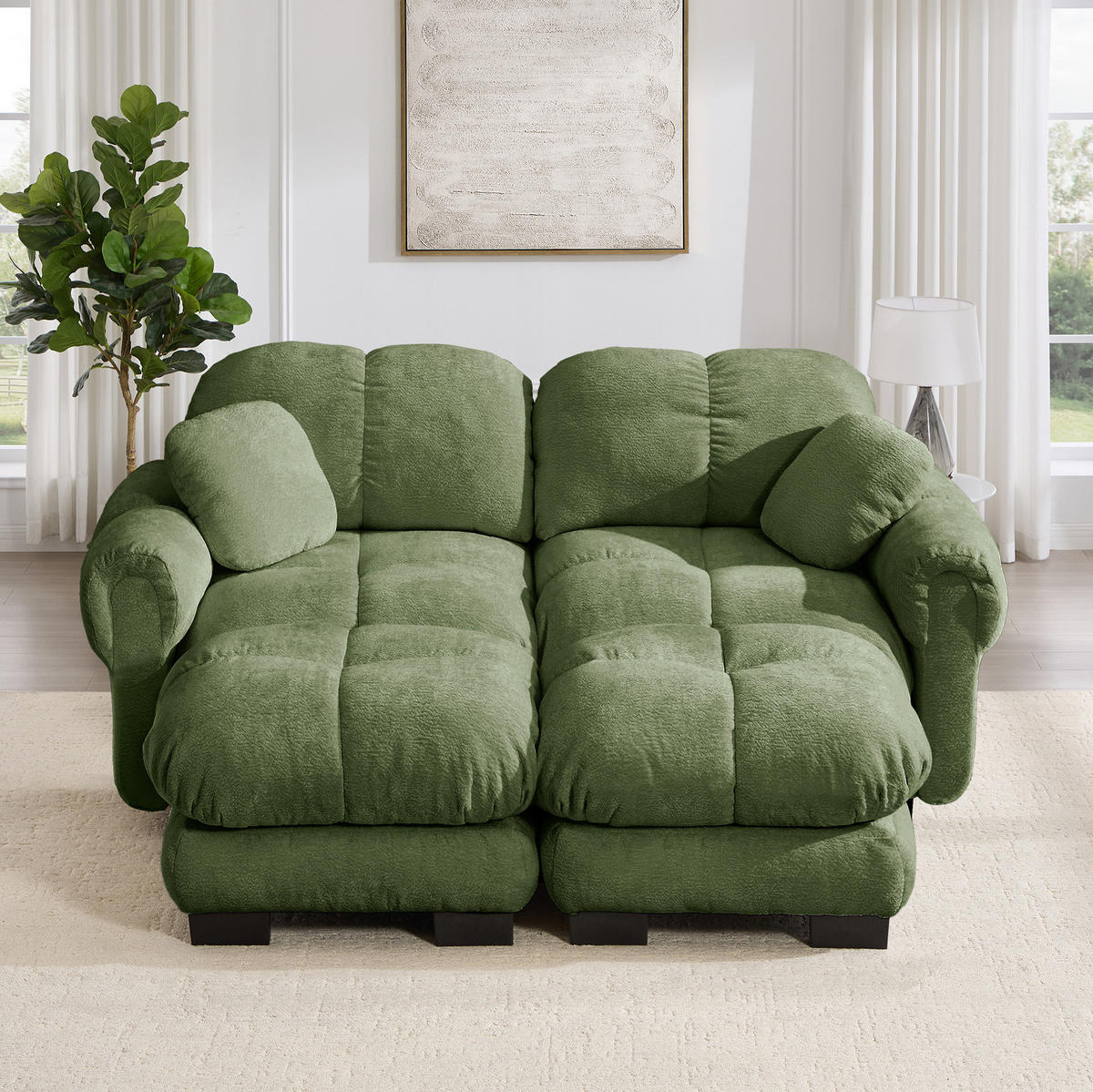 SOFA mit U-Form Chenille Grün - Grün, Holz (149/90/190.1cm) - Meubliv
