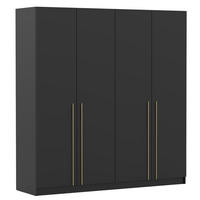 DREHTÜRENSCHRANK ROSA 4D 200/210/57 cm 4-türig Schwarz - Goldfarben/Schwarz, Holzwerkstoff/Metall (200/210/57cm) - imoebel24
