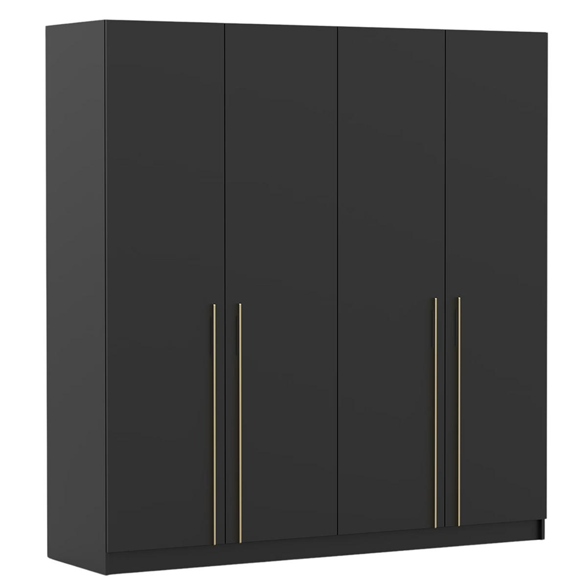 DREHTÜRENSCHRANK ROSA 4D 200/210/57 cm 4-türig Schwarz - Goldfarben/Schwarz, Holzwerkstoff/Metall (200/210/57cm) - imoebel24