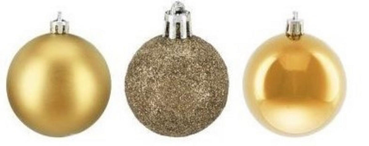 138XWEIHNACHTSKUGELN - Goldfarben, Kunststoff (6/7/6cm) - Relaxdays